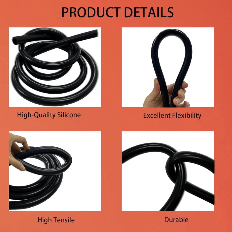 I33T خرطوم فراغ للسيارات، 5/32"(4mm) قطر داخلي خرطوم سيليكون عالي الحرارة 130PSI أقصى ضغط 1.6 قدم(0.5م) (أسود) - Image 3